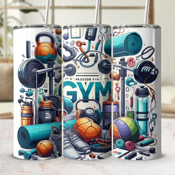 Gym Png | Fitness Sublimation Design | Gym Life | 3D Bundle Fitness Tumbler Wrap Design | Gym Tumbler Wrap | 20Oz Gym Motivational Tumbler