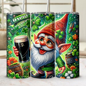 St. Patrick&#39;s Day Tumbler Wrap | Lucky Spirit | St Patrick | Gnome St Patricks day | 20Oz Skinny Tumbler Sublimation | Digital Download