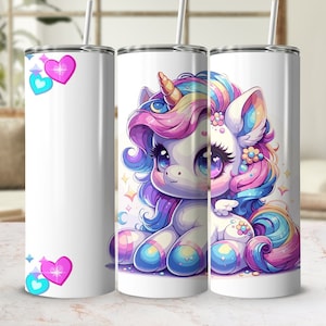 Cute Unicorn Tumbler Wrap PNG | Personalize Add Your Name | 20oz Tumbler Design | Sublimation | Instant Digital Download
