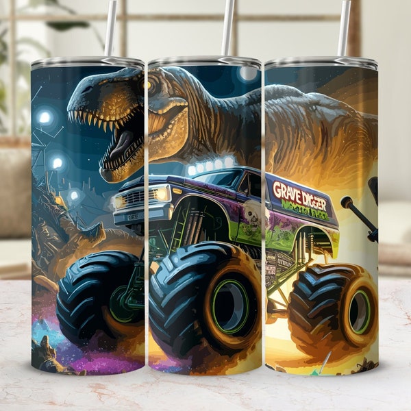 Emballage de gobelet Monster Truck pour fossoyeur | Gobelet mince 20 oz d'emballage pour camion monstre | Emballage pour gobelet camionneur | Télécharger Monster Truck PNG