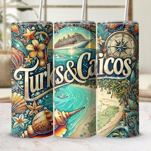 Turks & Caicos Tumbler Wrap | Turks Png | Turks and Caicos Flag Skinny Tumbler Png | 20Oz Tumbler | Caribbean Tumbler | Turks and Caicos Png
