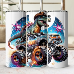 Dinosaur Monster Truck Tumbler Wrap: Sublimation Design (Digital Download)