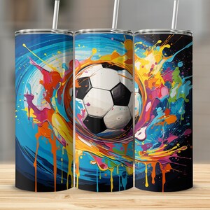 Envoltura para vaso de balón de fútbol: Diseño deportivo colorido (Descarga digital)