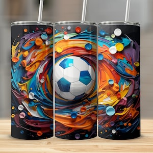 Soccer Ball Tumbler Designs | Tumbler Wrap Png | Sports Water Bottle | 20 Oz. Skinny Tumbler Wrap Sublimation | Soccer Sublimation