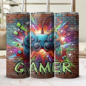 Gaming Controller Tumbler Wrap | Gift For Gamer | Console Gaming 20 Oz Skinny Tumbler Png Sublimation Design | Gamer Girl | Gamer Boy