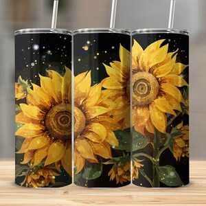 Sunflower 20Oz Tumbler Wrap | Aquarell Sonnenblumen | Becher Png | Png Tumbler Wrap | Sublimationsdesign | Digitaler Download Png