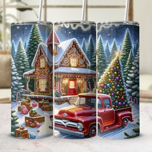 Red Truck Christmas Png | Red Truck Tumbler Wrap | Autumn 20Oz Skinny Tumbler Png | Digital Download | Fall Tumbler Wrap Sublimation Designs