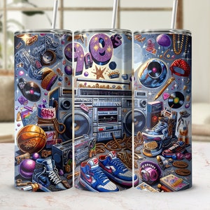Hip Hop Tumbler Wrap Design: 90s Rap Style (Digital Download PNG)