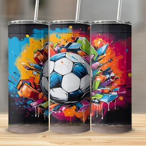 Soccer Ball Tumbler Wrap: Colorful Sports Design (Digital Download)