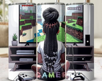 3D Gamer Tumbler Wrap: Girl Gaming Design (Digital Download)