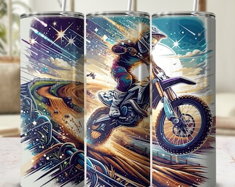 Motorcross Tumbler Wrap: 20oz Skinny Tumbler Sublimation Design (Digital Download)