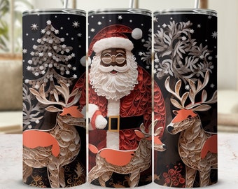 3D Santa Tumbler Wrap: Christmas Cheer PNG (Digital Download)