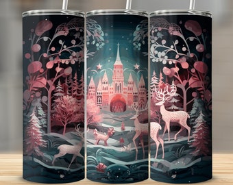 Reindeer Christmas Tumbler Wrap: 20oz Skinny Sublimation Design (Digital Download)