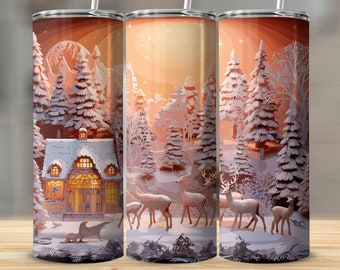 Reindeer Christmas Tumbler Design: 20oz Skinny Sublimation Wrap (Digital Download)