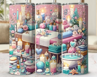 Spa Day Tumbler Wrap: Seamless Sublimation Design (Digital Download)