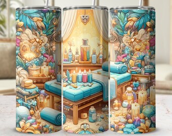 Spa Day Tumbler Wrap: Seamless Sublimation Design (Digital Download)