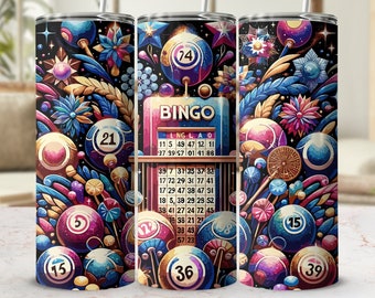 Bingo Tumbler Wrap: Glitter Game Night Design (Digital Download)