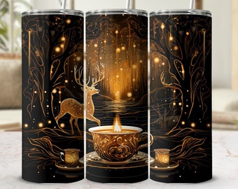 3D Christmas Reindeer Tumbler Wrap: Holiday Scene (Digital Download)