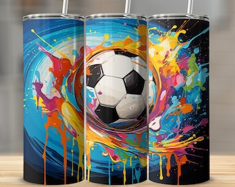 Fotbolls-tumbleromslag: Färgglad sportdesign (digital nedladdning)