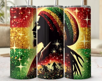 Rasta Tumbler Wrap | Digital Download | 20 Oz Skinny Tumbler Design | 20Oz Tumbler | Rasta Flag Tumbler Design | Marley Tumbler Design