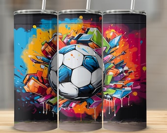 Fotbolls-tumbleromslag: Färgglad sportdesign (digital nedladdning)
