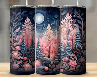 Christmas Floral Tumbler Design: 20oz Skinny Tumbler Wrap (Digital Download)