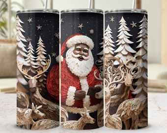 3D Santa Tumbler Wrap: Christmas Cheer PNG (Digital Download)