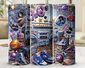 Hip Hop Tumbler Wrap Design: 90s Rap Style (Digital Download PNG)