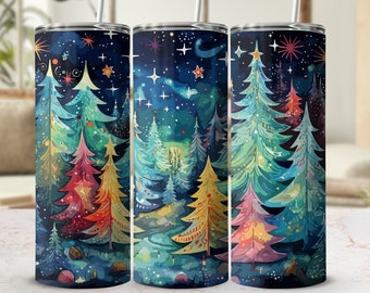 Christmas Trees Tumbler Wrap: Holiday Cheer Design (Digital Download)