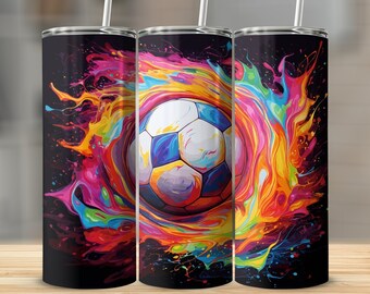 Fotbollsvattenflaska med omslag: Färgglad sportvattenflaskadesign (digital nedladdning)