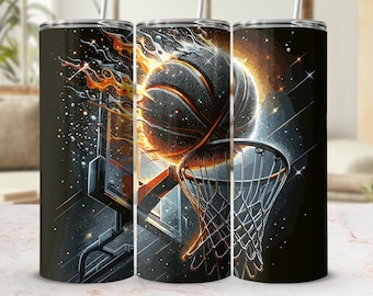 Basketball Tumbler Wrap: 20oz Skinny Tumbler Design (Digital Download)