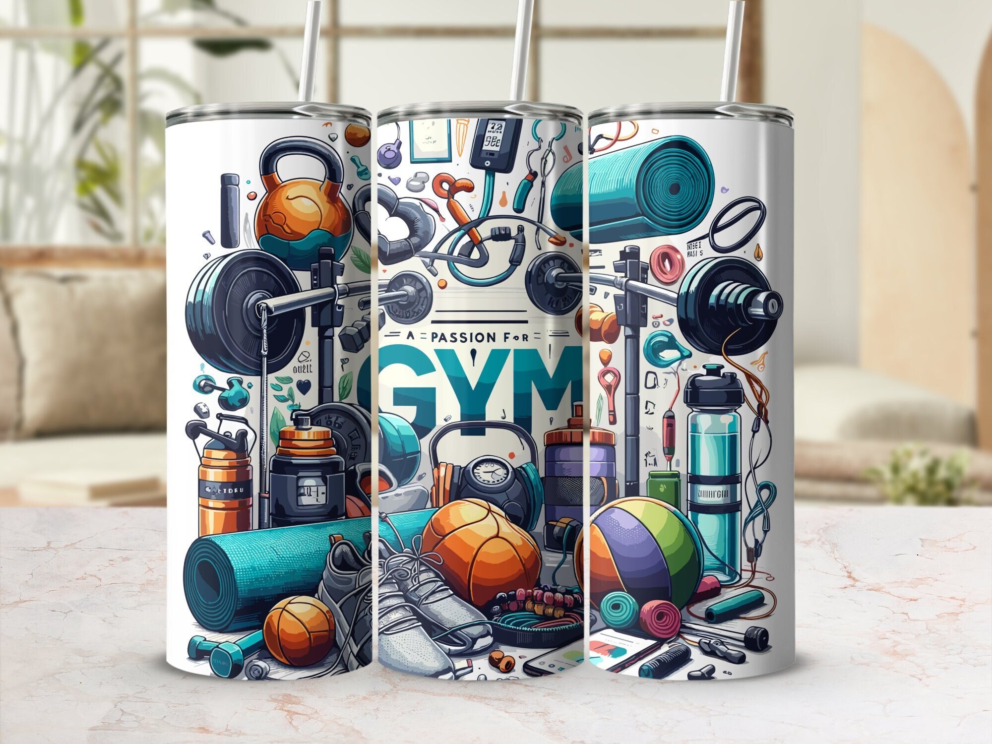 Gym Png | Fitness Sublimation Design | Gym Life | 3D Bundle Fitness Tumbler Wrap Design | Gym Tumbler Wrap | 20Oz Gym Motivational Tumbler