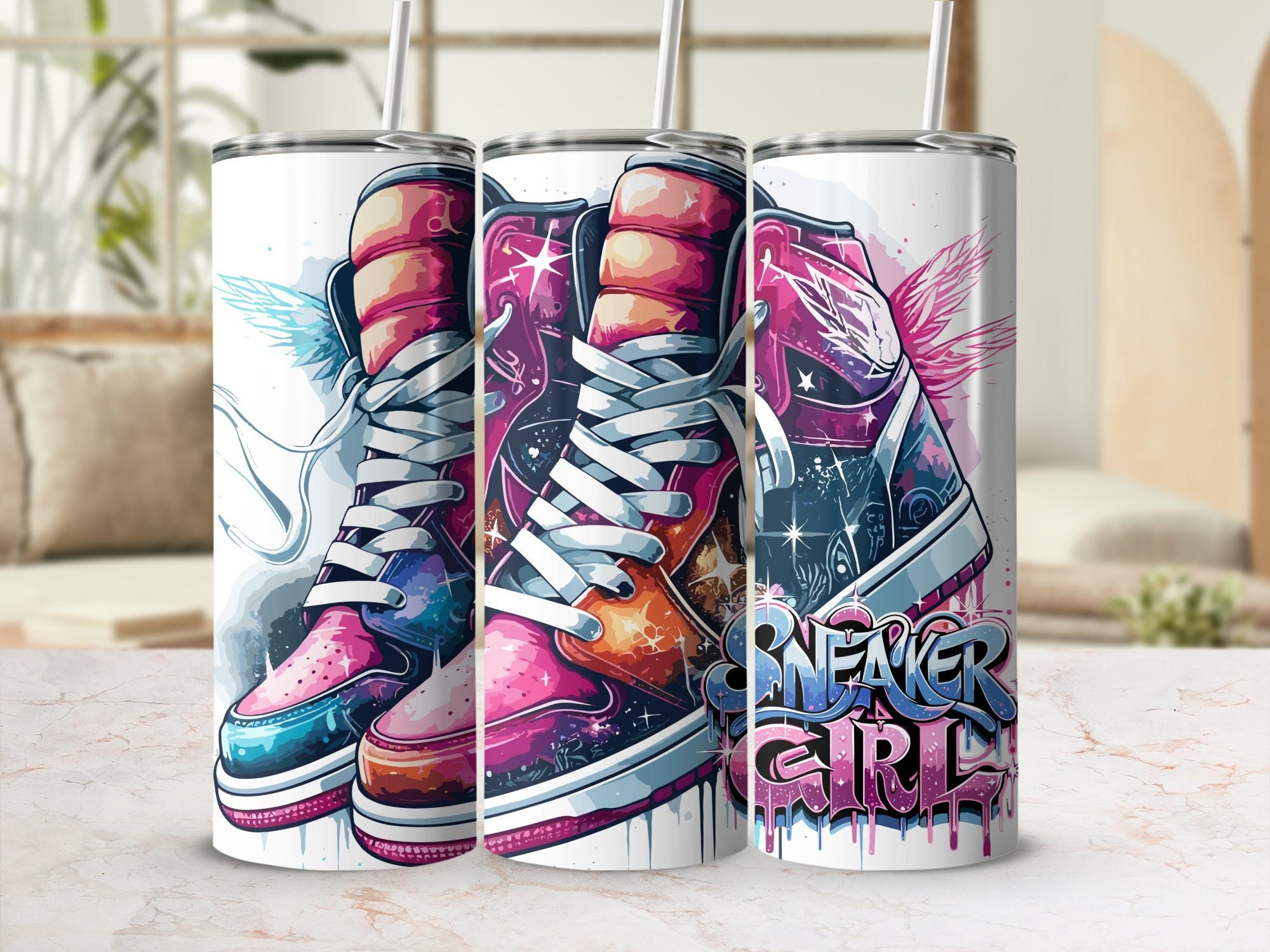 Sneaker Tumbler Wrap Png | Bubble Wrap 20Oz Sublimation Tumbler Designs | 20 Oz Tumbler Designs | Sneakers Love Png | Pink Sneakers Png