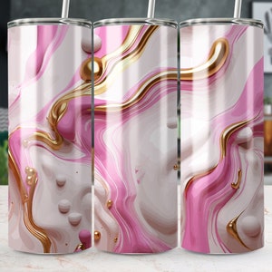 Rose et or 20oz Sublimation Tumbler Designs, Coloré Blanc 9.2 x 8.3 Straight Skinny Tumbler Wrap PNG, Téléchargement instantané