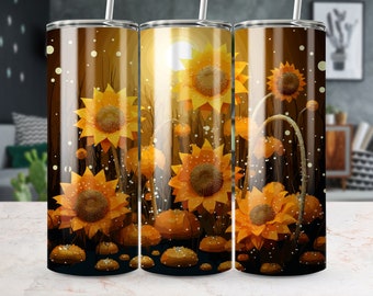 Sunflower Pumpkin 20oz Tumbler Wrap Sublimation Design (Digital Download)