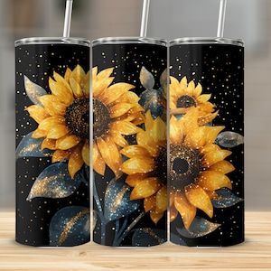 Sunflower 20Oz Tumbler Wrap | Aquarell Sonnenblumen | Becher Png | Png Tumbler Wrap | Sublimationsdesign | Digitaler Download Png