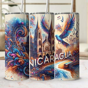 Nicaragua Tumbler Wrap: Floral 20 Oz Skinny Tumbler Design (Digital Download)
