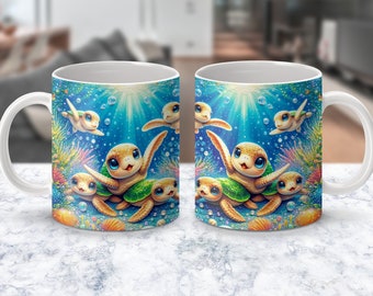 Baby Sea Turtle Mug Wrap Design (Digital Download)