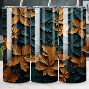 Autumn Tumbler Wrap | Fall Leaves Tumbler Wrap | Png Instant Digital Download | Straight & Tapered Wrap | Autumn Leaves Png