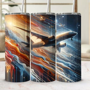 Aviation Tumbler Wrap, Airplane Sublimation Design for 20oz Skinny Tumblers, Digital Download, Unique Gift, Pilot gifts, Airplane Gifts