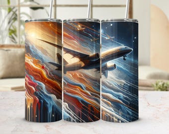 Aviation Airplane Tumbler Wrap Sublimation Design (Digital Download)