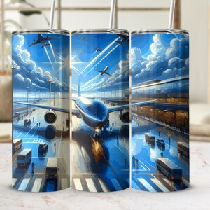 Aviation Tumbler Wrap, Airplane Sublimation Design for 20oz Skinny Tumblers, Digital Download, Unique Gift, Pilot gifts, Airplane Gifts