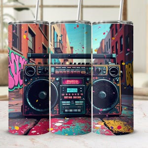 Opakowanie na kubek Hip Hop Boombox: kaseta SVG, projekt sublimacji (pobranie cyfrowe)