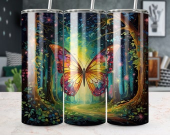 Tumbler Becher Schmetterling Pink Glitter Design (Digitaler Download)