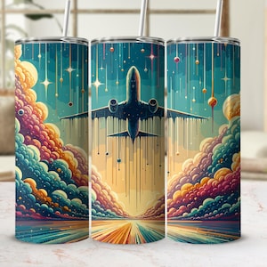 Aviation Tumbler Wrap, Airplane Sublimation Design for 20oz Skinny Tumblers, Digital Download, Unique Gift, Pilot gifts, Airplane Gifts