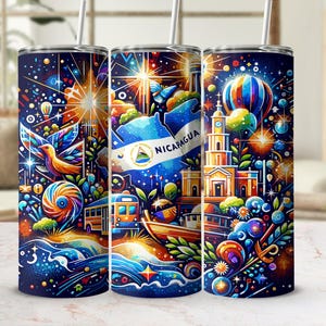 Nicaragua Tumbler Wrap: Floral 20 Oz Skinny Tumbler Design (Digital Download)