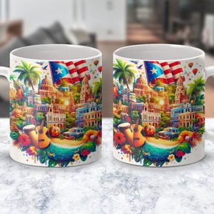Puerto Rico Flag Mug Wrap | Puerto Rico 11Oz & 15Oz Mug Wrap | Png For Sublimation | Puerto Rico Png | Puerto Rico Baseball