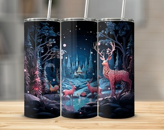 Reindeer Christmas Tumbler Design: 20oz Skinny Sublimation Wrap (Digital Download)