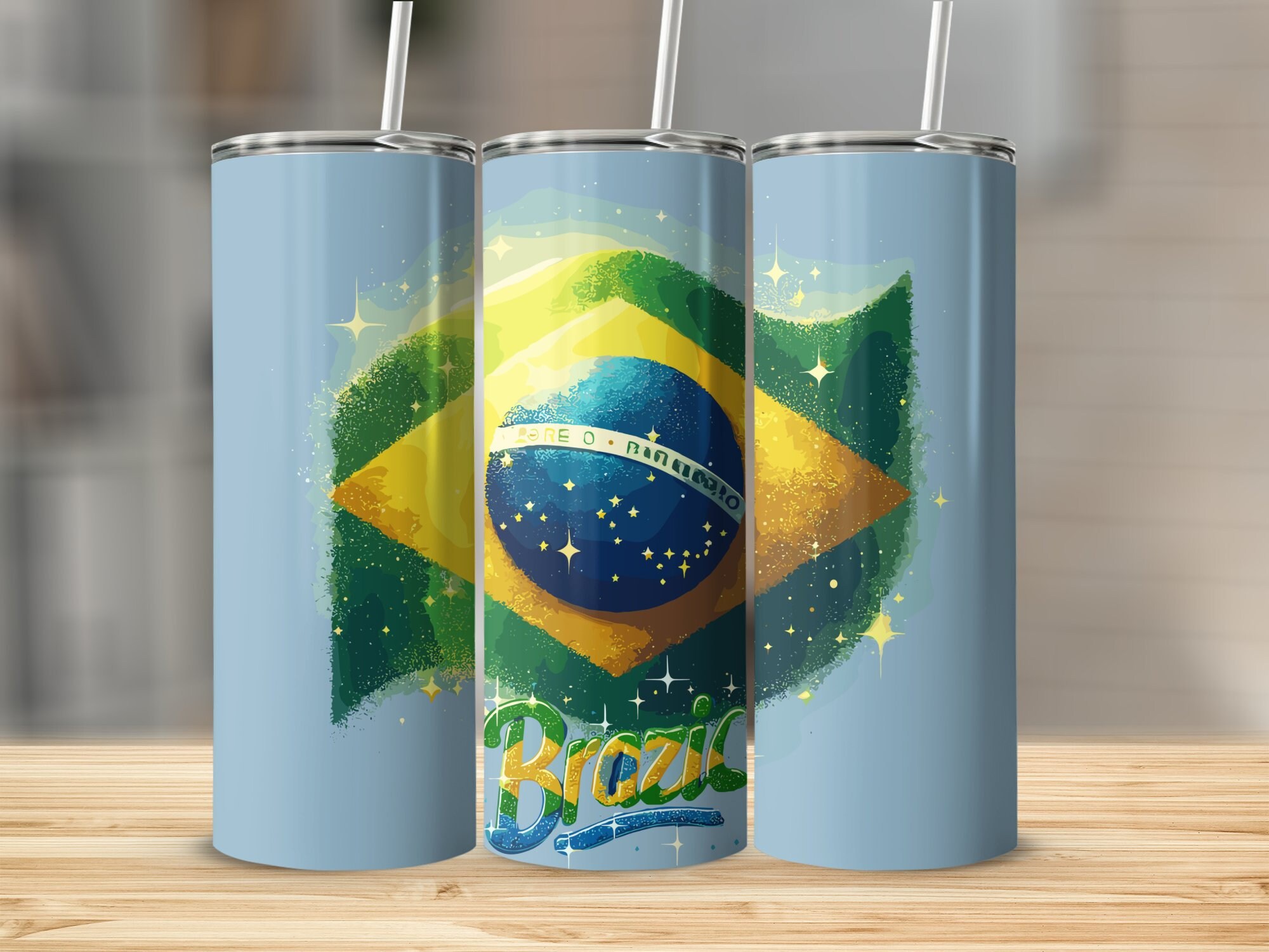 ブラジル国旗 20オンス タンブラー ラップ デザイン (デジタル