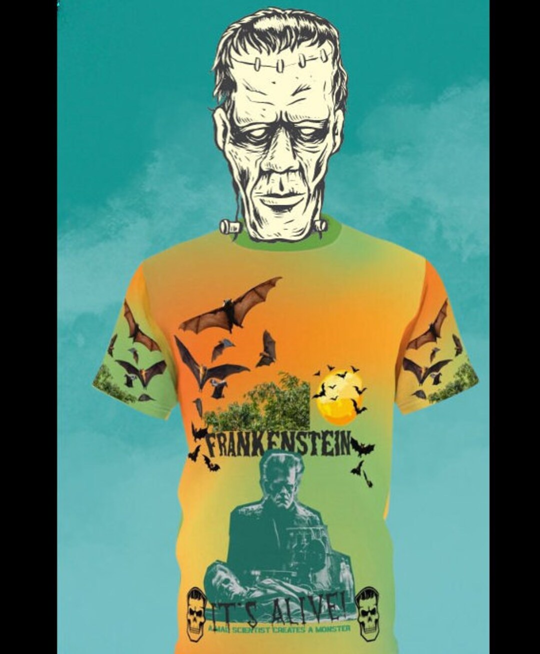 Halloween Tee Frankenstein Tshirt Bat Sht Crazy Halloween Etsy